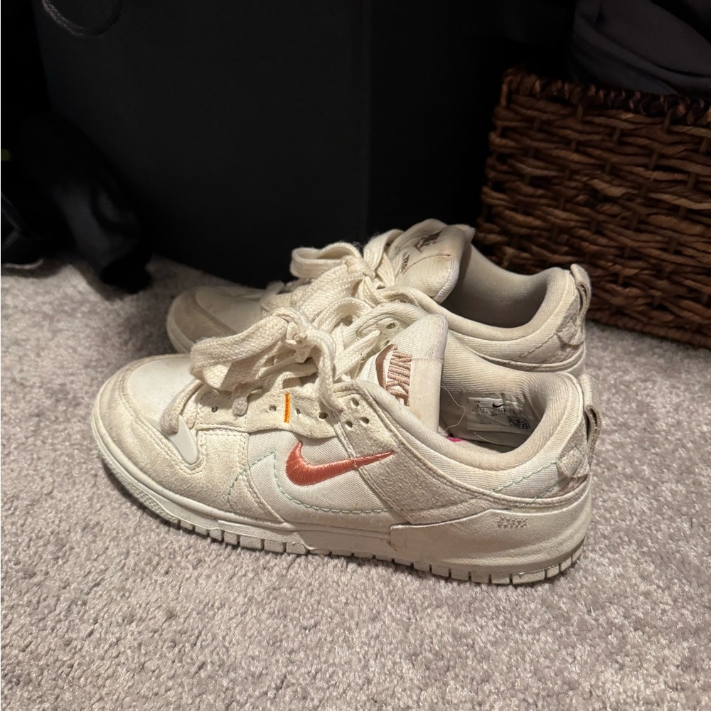 Nike Cream and Orange Kids Sneakers
